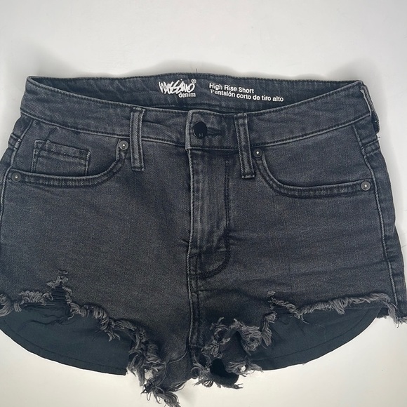 Mossimo High Rise Jean Short Ripped Fray Hem Black Washed - Picture 3 of 13